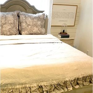 Pottery Barn queen duvet cover, 2 standard and 2 euro pillow cases.